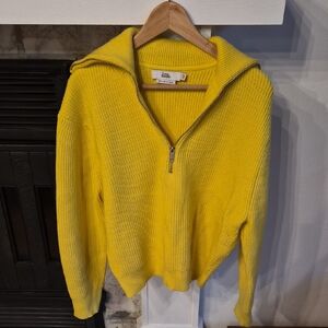 Yellow Zip-Up Women's Sweater